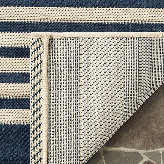 SAFAVIEH Courtyard Collection 2'3' x 18' Navy/Beige CY6062 Stripe Indoor/ Outdoor Patio Backyard Mudroom Runner Rug