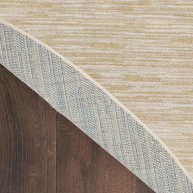 Nourison Essentials Indoor/Outdoor Ivory Gold 4' x Round Area Rug, Easy Cleaning, Non Shedding, Bed Room, Living Room, Dining Room, Backyard, Deck, Patio (4 Round)