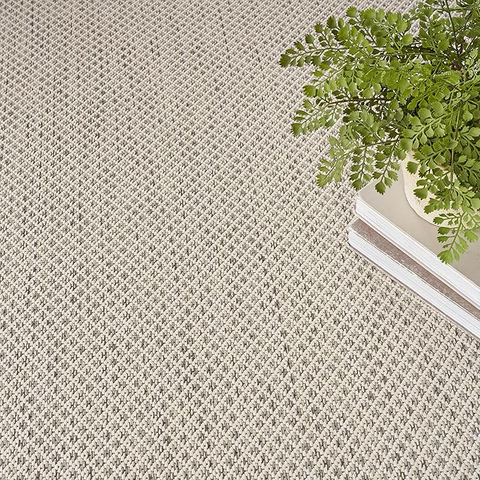 Nourison Courtyard Indoor/Outdoor Ivory/Silver 8' x Round Area Rug, Easy Cleaning, Non Shedding, Bed Room, Living Room, Dining Room, Backyard, Deck, Patio (8 Round)