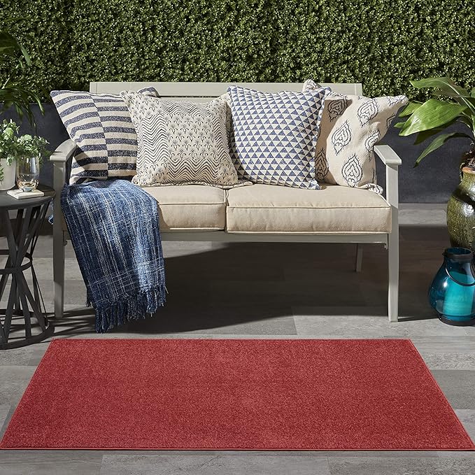 Nourison Essentials 3' x 5' Brick Red Fabric Outdoor Area Rug (3' x 5')