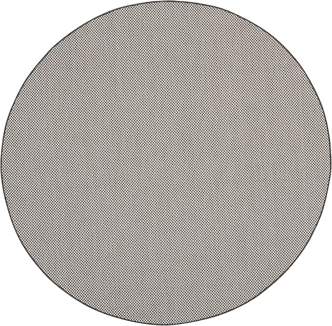 Nourison Courtyard 8' x Round Ivory Charcoal Fabric Modern Area Rug (8' Round)