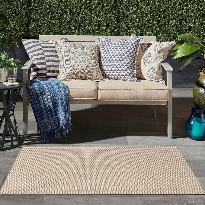 Nourison Courtyard Jute Ivory 2' x 3' Area Rug - Easy Clean, Non Shedding, Bed Room, Living Room, Dining Room, Kitchen (2' x 3')
