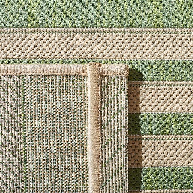 SAFAVIEH Courtyard Collection Area Rug - 8' x 10', Green & Beige, Stripe Design, Non-Shedding & Easy Care, Indoor/Outdoor & Washable-Ideal for Patio, Backyard, Mudroom (CY6062-244)