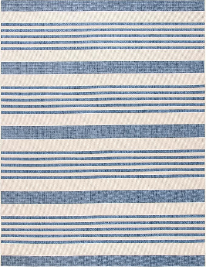 SAFAVIEH Courtyard Collection Area Rug - 8' x 10', Beige & Blue, Non-Shedding & Easy Care, Indoor/Outdoor & Washable-Ideal for Patio, Backyard, Mudroom (CY6062-233)
