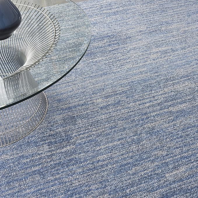 Nourison Essentials 108x108 Square Contemporary Fabric Area Rug in Blue/Gray