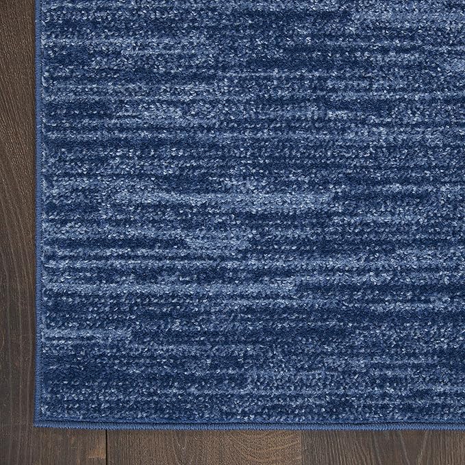 Nourison Essentials Indoor/Outdoor Navy Blue 9' x Square Area Rug, Easy Cleaning, Non Shedding, Bed Room, Living Room, Dining Room, Backyard, Deck, Patio (9 Square)