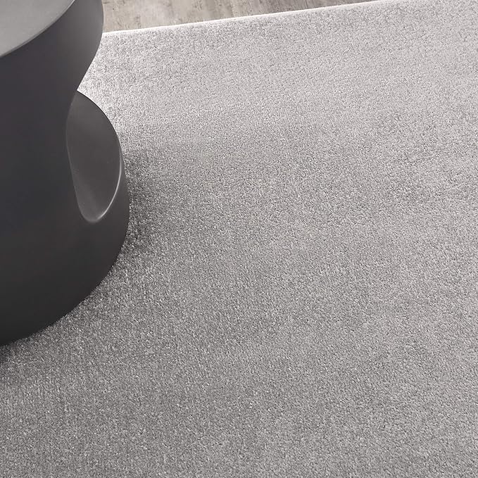 Nourison Essentials Solid Contemporary Silver Grey 7' Square Area Rug , 7' X Square