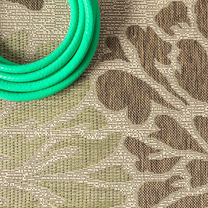 JONATHAN Y SMB110A-6SQ Zinnia Modern Floral Textured Weave Indoor Outdoor Area Rug Bohemian Coastal Easy Cleaning Bedroom Kitchen Backyard Patio Non Shedding, 6' Square, Sage/Brown