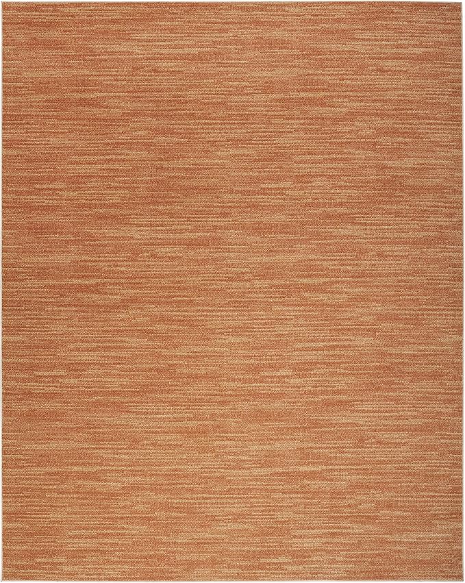 Nourison Essentials Indoor/Outdoor Rust 7' x 10' Area Rug, Easy Cleaning, Non Shedding, Bed Room, Living Room, Dining Room, Backyard, Deck, Patio (7x10)