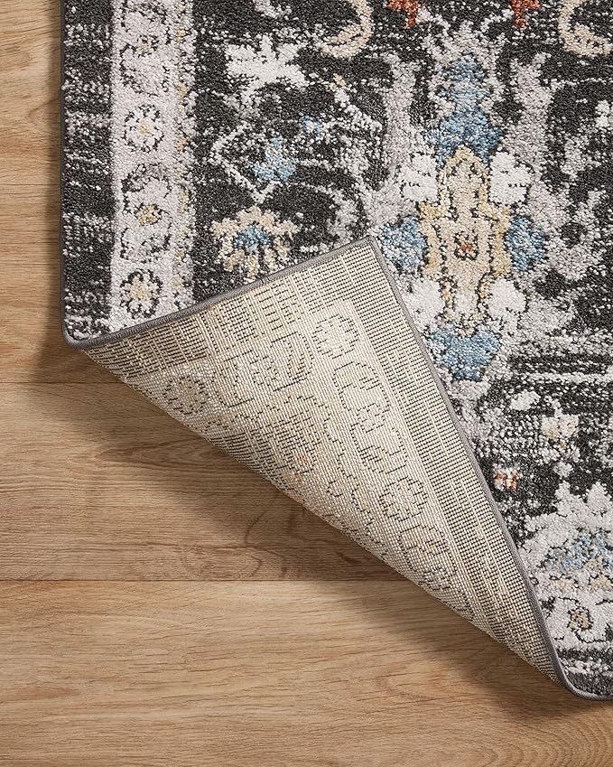 Loloi II Odette Collection ODT-04 Charcoal/Multi 7'-10" x 7'-10" Round Area Rug