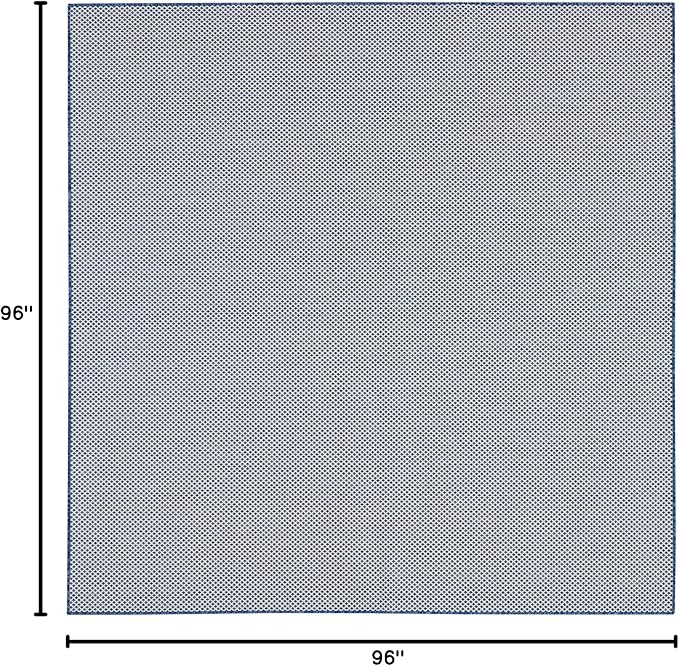Nourison Courtyard Indoor/Outdoor Ivory Blue 8' x Square Area Rug, Easy Cleaning, Non Shedding, Bed Room, Living Room, Dining Room, Backyard, Deck, Patio (8 Square)
