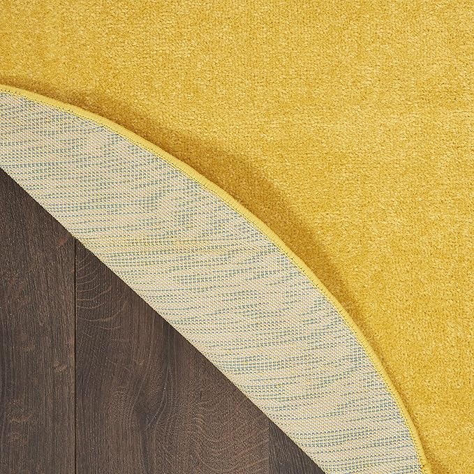 Nourison Essentials Indoor/Outdoor Yellow 6' x Round Area Rug, Easy Cleaning, Non Shedding, Bed Room, Living Room, Dining Room, Backyard, Deck, Patio (6 Round)