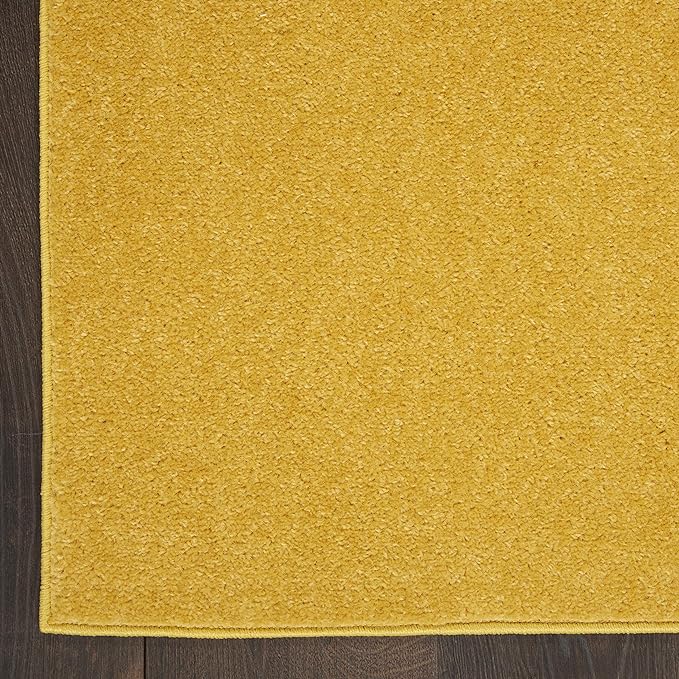 Nourison Essentials Indoor/Outdoor Yellow 5' x Square Area Rug, Easy Cleaning, Non Shedding, Bed Room, Living Room, Dining Room, Backyard, Deck, Patio (5 Square)