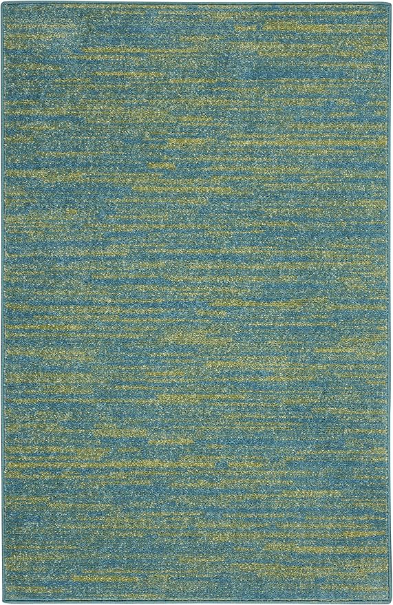 Nourison Essentials 2' x 4' Blue Green Fabric Outdoor Area Rug (2' x 4')