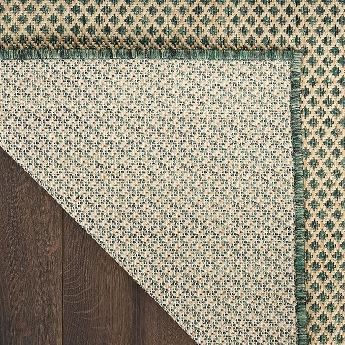 Nourison Courtyard Green 8' x 10' Area Rug - Easy Clean, Non Shedding, Bed Room, Living Room, Dining Room, Kitchen (8' x 10')