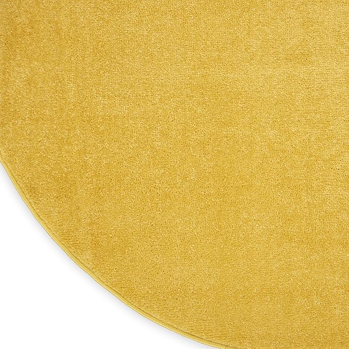 Nourison Essentials Indoor/Outdoor Yellow 8' x Round Area Rug, Easy Cleaning, Non Shedding, Bed Room, Living Room, Dining Room, Backyard, Deck, Patio (8 Round)