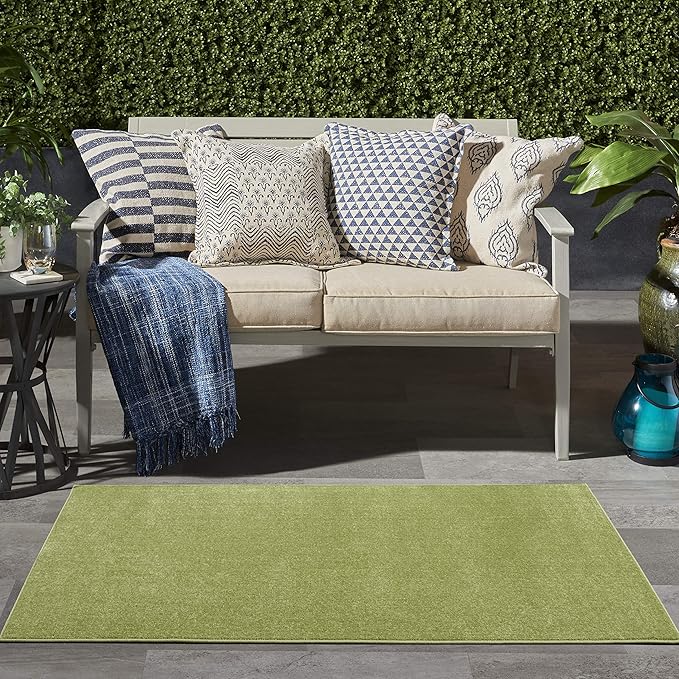 Nourison Essentials Indoor/Outdoor Green 3' x 5' Area Rug, Easy Cleaning, Non Shedding, Bed Room, Living Room, Dining Room, Backyard, Deck, Patio (3x5)