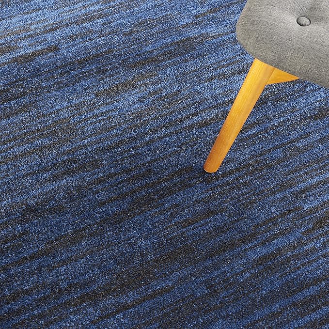 Nourison Essentials Indoor/Outdoor Midnight Blue 4' x Round Area Rug, Easy Cleaning, Non Shedding, Bed Room, Living Room, Dining Room, Backyard, Deck, Patio (4 Round)