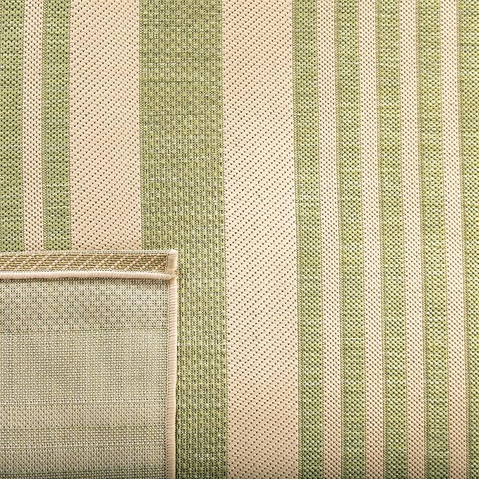 SAFAVIEH Courtyard Collection Area Rug - 5'3" x 7'7", Beige & Sweet Pea, Stripe Design, Non-Shedding & Easy Care, Indoor/Outdoor & Washable-Ideal for Patio, Backyard, Mudroom (CY6062-218)