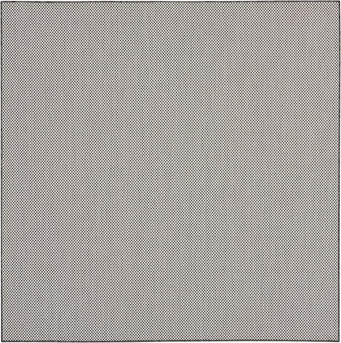 Nourison Courtyard Indoor/Outdoor Ivory/Charcoal 6' x 6' Square Area Rug, Easy Cleaning, Non Shedding, Bed Room, Living Room, Dining Room, Backyard, Deck, Patio (6 Square)