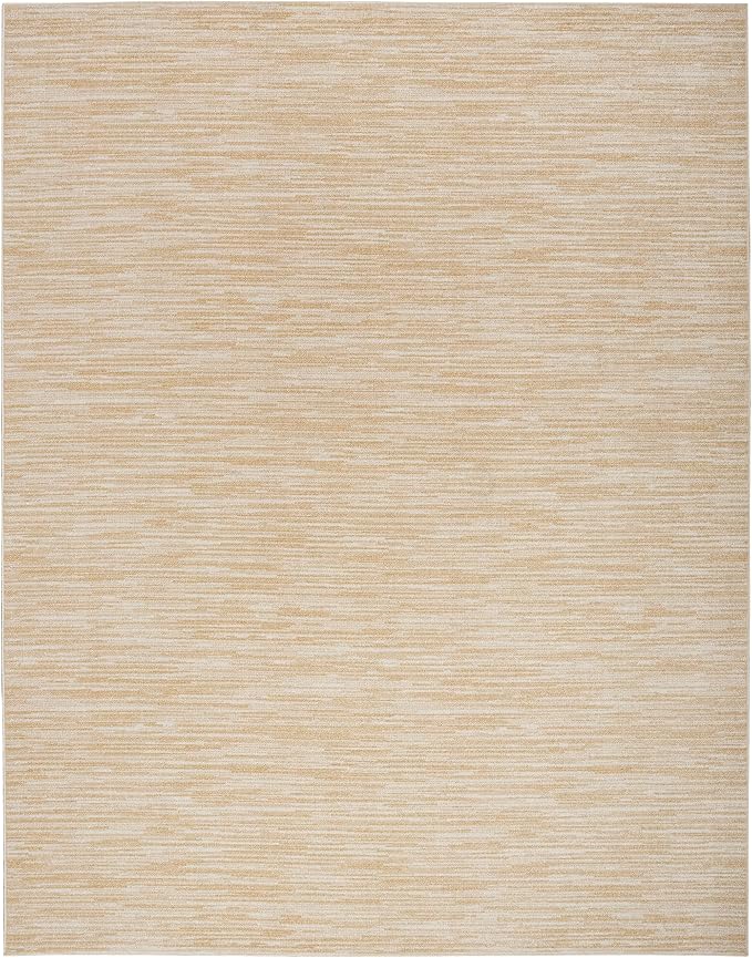 Nourison Essentials Indoor/Outdoor Ivory Gold 7' x 10' Area Rug, Easy Cleaning, Non Shedding, Bed Room, Living Room, Dining Room, Backyard, Deck, Patio (7x10)