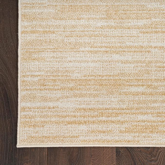 Nourison Essentials 10' Runner Ivory Gold Fabric Area Rug