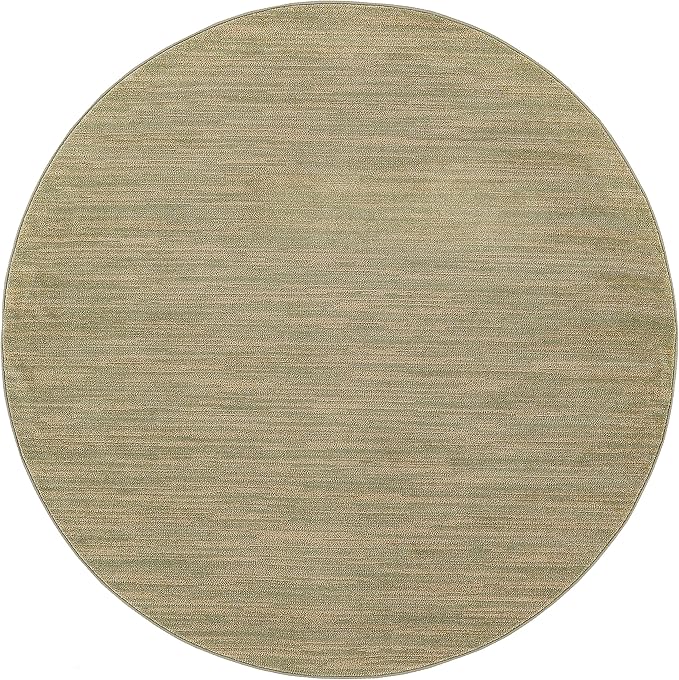Nourison Essentials Indoor/Outdoor Green Gold 6' x Round Area Rug, Easy Cleaning, Non Shedding, Bed Room, Living Room, Dining Room, Backyard, Deck, Patio (6 Round)