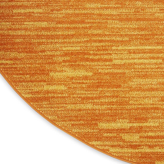 Nourison Essentials Indoor/Outdoor Sunburst 4' x Round Area Rug, Easy Cleaning, Non Shedding, Bed Room, Living Room, Dining Room, Backyard, Deck, Patio (4 Round)