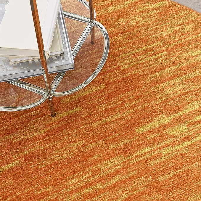 Nourison Essentials Indoor/Outdoor Sunburst 4' x Round Area Rug, Easy Cleaning, Non Shedding, Bed Room, Living Room, Dining Room, Backyard, Deck, Patio (4 Round)