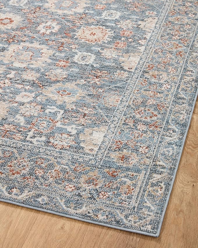 Loloi II Odette Collection ODT-07 Sky/Rust 9'-2" x 9'-2" Round Area Rug