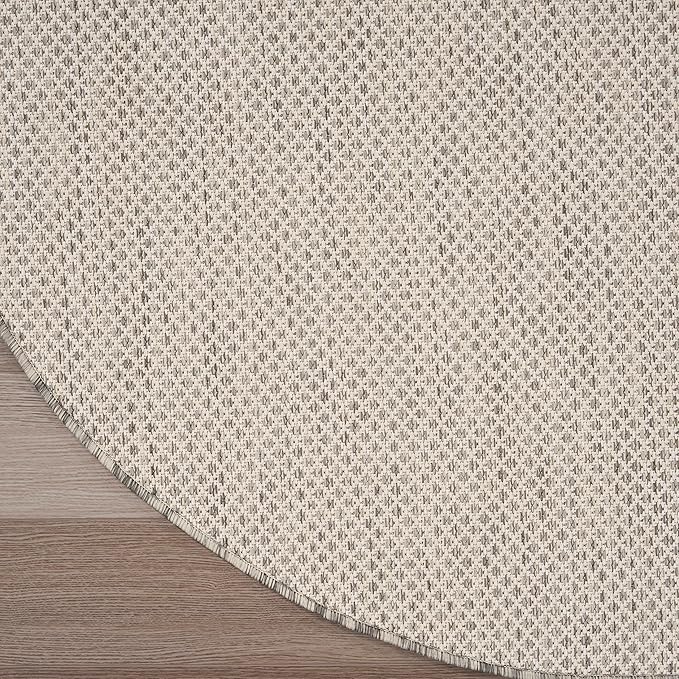 Nourison Courtyard Indoor/Outdoor Ivory Silver 3' x 5' Oval Area Rug, Easy Cleaning, Non Shedding, Bed Room, Living Room, Dining Room, Backyard, Deck, Patio (3x5)