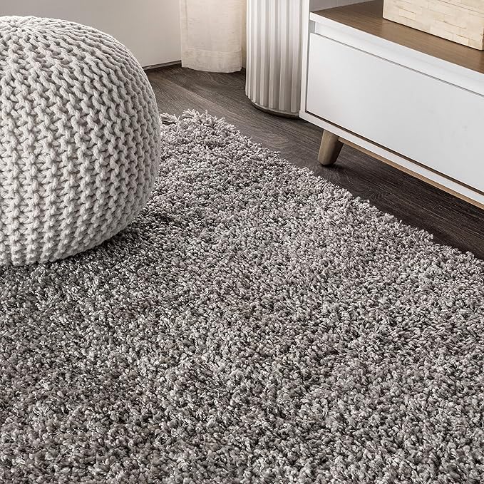 JONATHAN Y MCR100E-8 Mercer Shag Plush Tassel Indoor Area-Rug Bohemian Modern Contemporary Solid Easy-Cleaning Bedroom Kitchen Living Room, 8 X 10, Grey with Tassel
