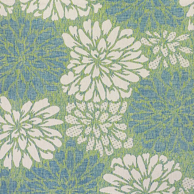JONATHAN Y SMB110D-9SQ Zinnia Modern Floral Textured Weave Cream/Green 9' Square Indoor/Outdoor Area Rug, Pet Friendly, Non-Shedding, Stain Resistant, Easy-Cleaning for Backyard, Patio, Porch