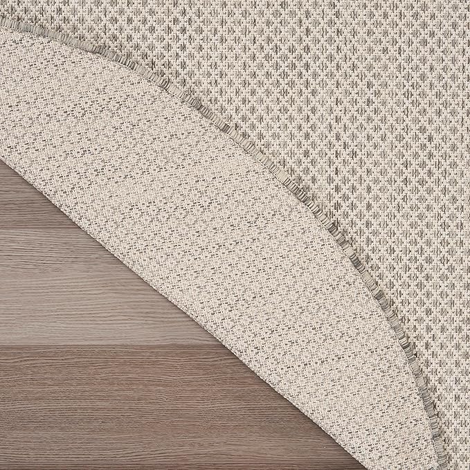 Nourison Courtyard Indoor/Outdoor Ivory Silver 3' x 5' Oval Area Rug, Easy Cleaning, Non Shedding, Bed Room, Living Room, Dining Room, Backyard, Deck, Patio (3x5)