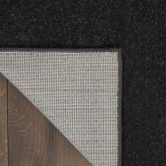 Nourison Essentials 108x144 Rectangle Fabric Area Rug in Black/Charcoal