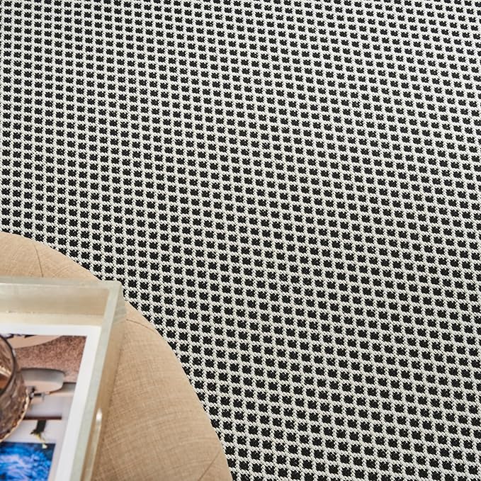 Nourison Courtyard Black White 5' x 7' Area Rug - Easy Clean, Non Shedding, Bed Room, Living Room, Dining Room, Kitchen (5' x 7')