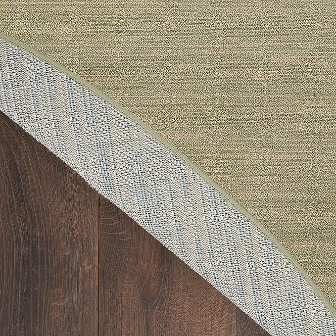 Nourison Essentials Indoor/Outdoor Green Gold 6' x Round Area Rug, Easy Cleaning, Non Shedding, Bed Room, Living Room, Dining Room, Backyard, Deck, Patio (6 Round)