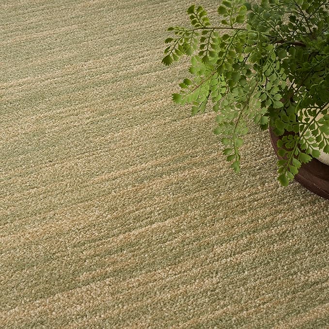 Nourison Essentials Indoor/Outdoor Green Gold 6' x Round Area Rug, Easy Cleaning, Non Shedding, Bed Room, Living Room, Dining Room, Backyard, Deck, Patio (6 Round)