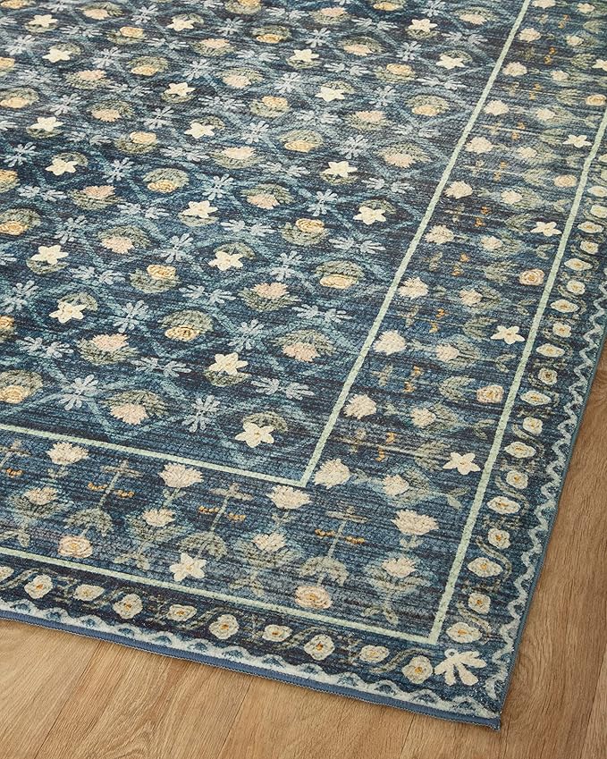 Rifle Paper Co. x Loloi Eden Collection EDE-03 Lattice Indigo 7'-6" x 9'-6" Area Rug