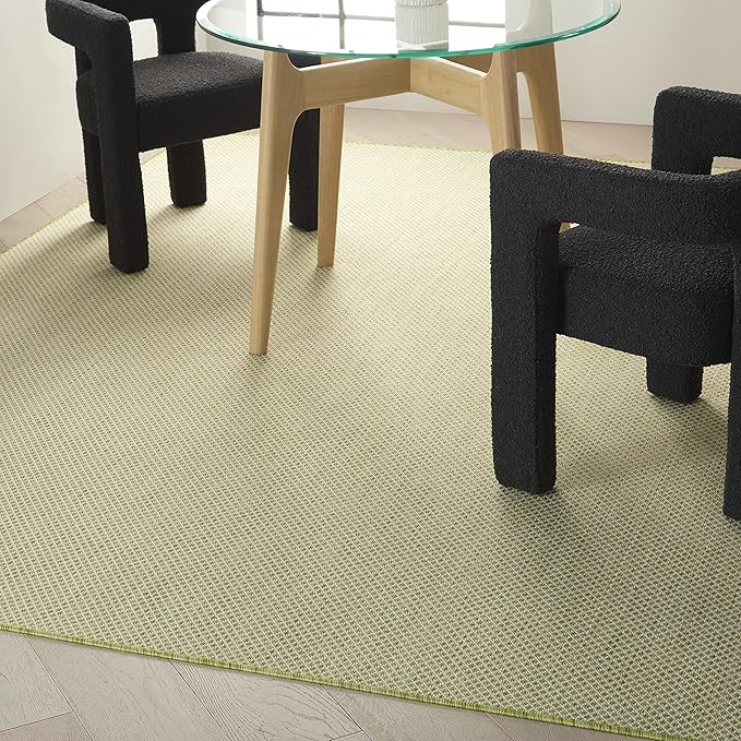 Nourison Courtyard Indoor/Outdoor Ivory Green 8' x 10' Area Rug, Geometric, Easy Cleaning, Non Shedding, Bed Room, Living Room, Dining Room, Deck, Patio, Backyard (8x10)