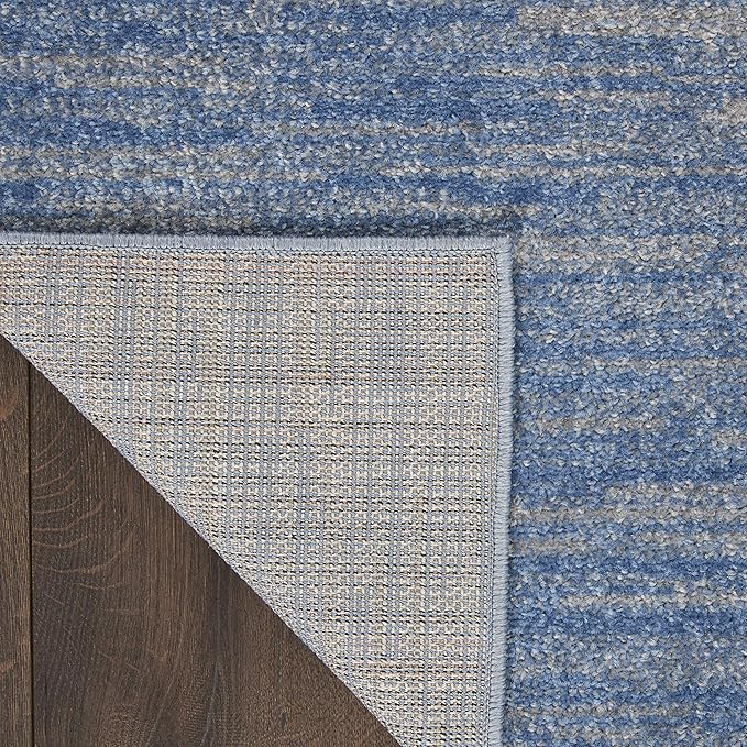 Nourison Essentials Solid Indoor/Outdoor Blue/Grey 2'2" x 20 Area Rug, Easy Cleaning, Non Shedding, Bed Room, Living Room, Dining Room, Deck, Patio, Backyard (2x20)