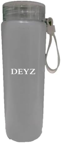 DEYZ Glass Water Bottle 16oz Fitness Drinking Glass Water Bottle PBA and Leak Proof Water Bottle Reusable water bottles Sport Water Bottle Gym Drinking Jug Circular Glass water Bottle (White)