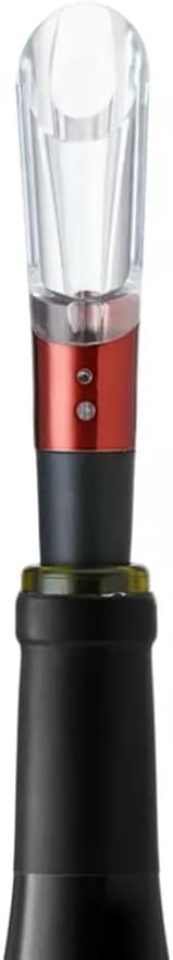 Rabbit Aerate and Preserve Wine Set, Wine/Champagne Sealer and Super Aerator (Red), Standard