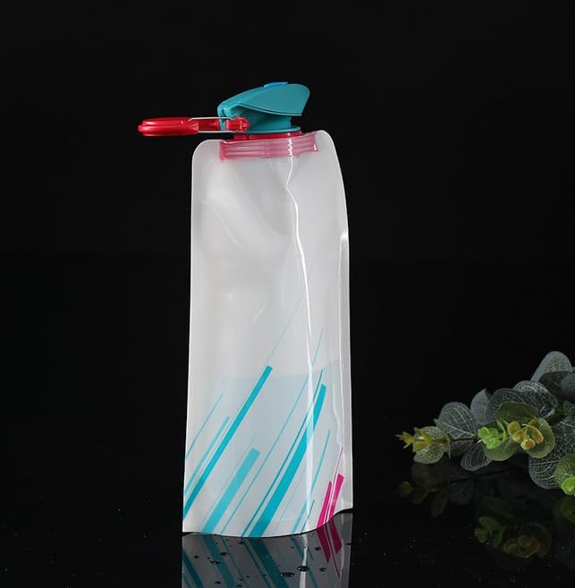 2pcs Collapsible Water Bottles Reusable Leakproof Water Bags for Outdoor Sports Camping Traveling Biking Drinking
