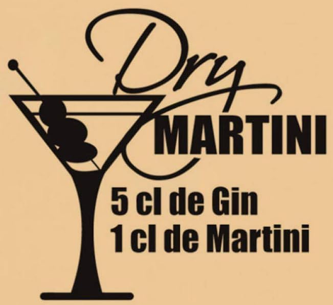 French Cocktail Dry Martini Sticker Restaurant Kitchen Wall Stickers Home Kitchen Coffee House Restaurant is Decorated Art Wallpaper 23 X 15 in (Black)
