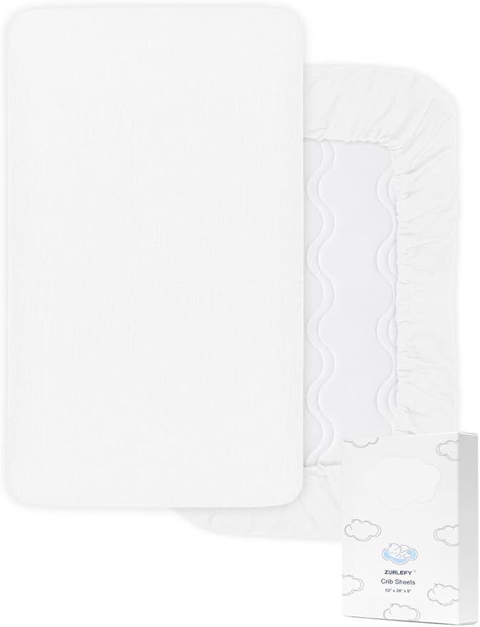 White Crib Sheets Cotton, 28" x 52" Baby Crib Sheets for Standard Crib Mattress, Soft and Breathable Neutral Cotton Crib Sheets (46C-12)