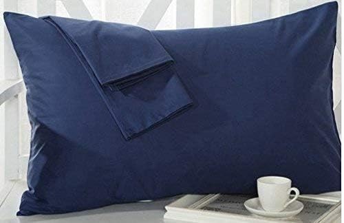 800 Thread Count 100% Egyptian Cotton Toddler Pillowcases Set of 2, Super Soft and Breathable Zipper Closer Travel Pillow Cases, 14x20 Inches, Navy Blue Solid