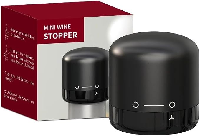 Wine Bottle Stopper, Silicone, Fits Bottles 18-19mm, Keeps Wine Fresh (2 Pack), Small, Black