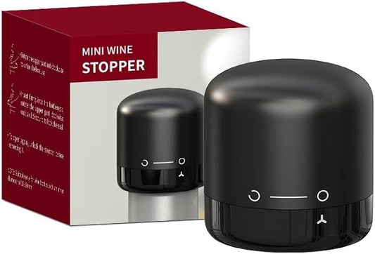 Wine Bottle Stopper, Silicone, Fits Bottles 18-19mm, Keeps Wine Fresh (2 Pack), Small, Black
