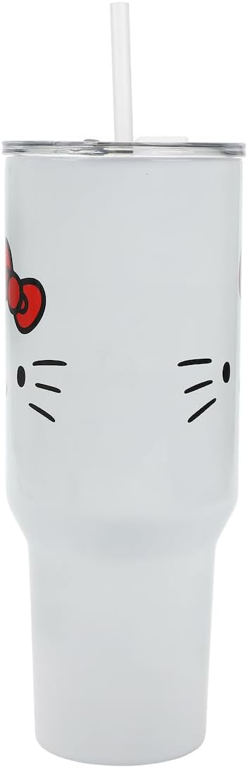 Hello Kitty 40 Oz Stainless Steel Tumbler With Sculpted Bow Handle
